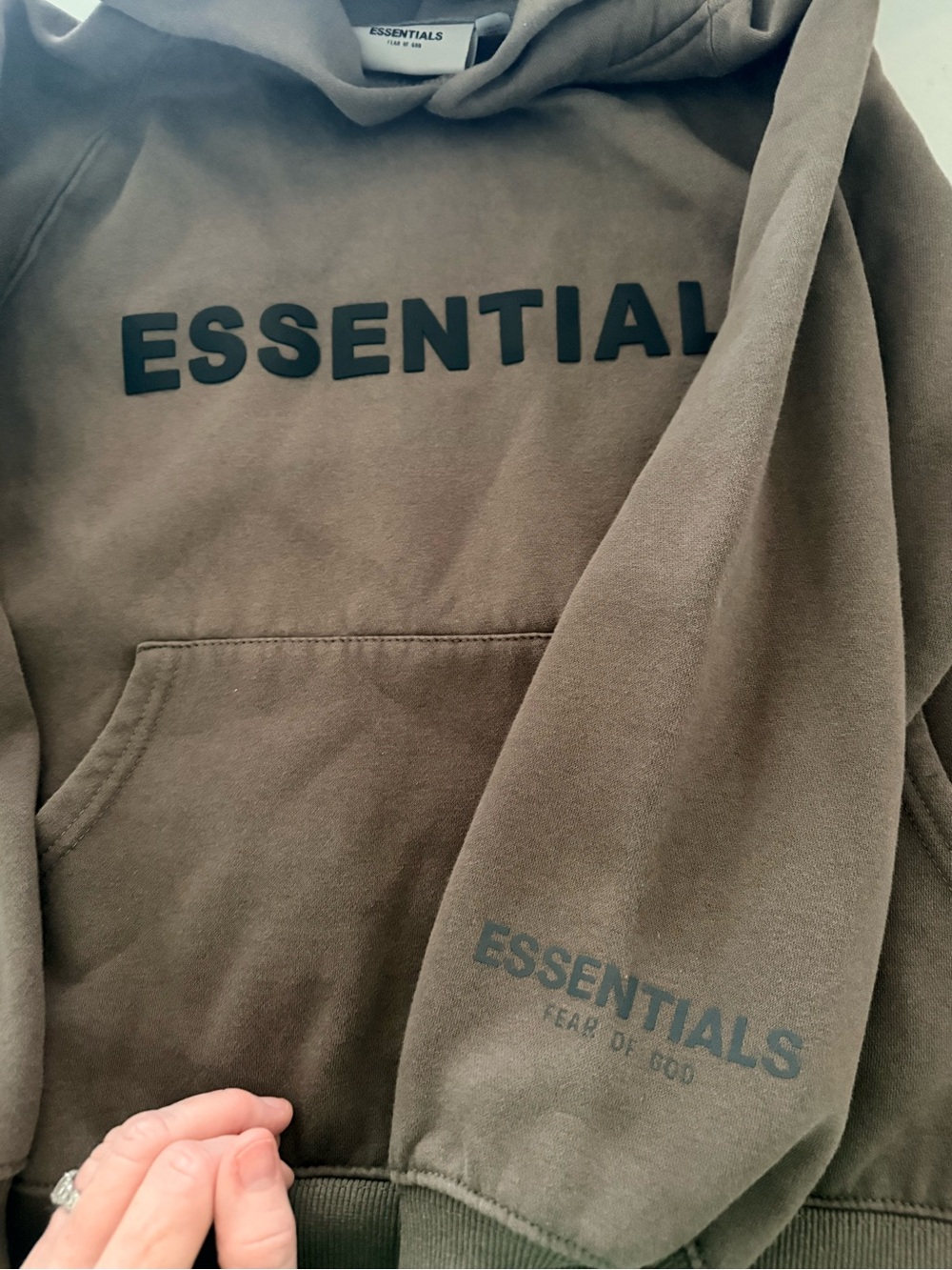 Essentials Brown Hoodie with Contrast Essentials Patch - Picture 6 of 6